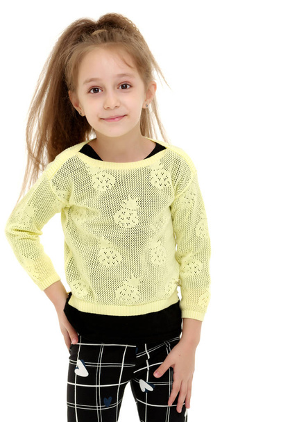 Little girl posing in the studio. Close-up. - Photo, image