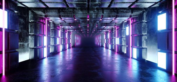 エイリアンの宇宙船未来空想科学小説現代のネオン輝く紫ピン - 写真・画像