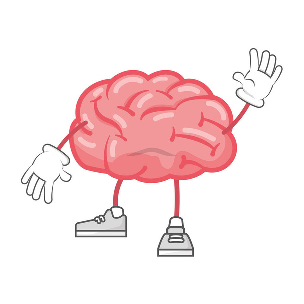cérebro dos desenhos animados com pernas e mãos
 - Vetor, Imagem