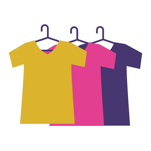 t shirts on hangers clothes cartoon - Vector, Image