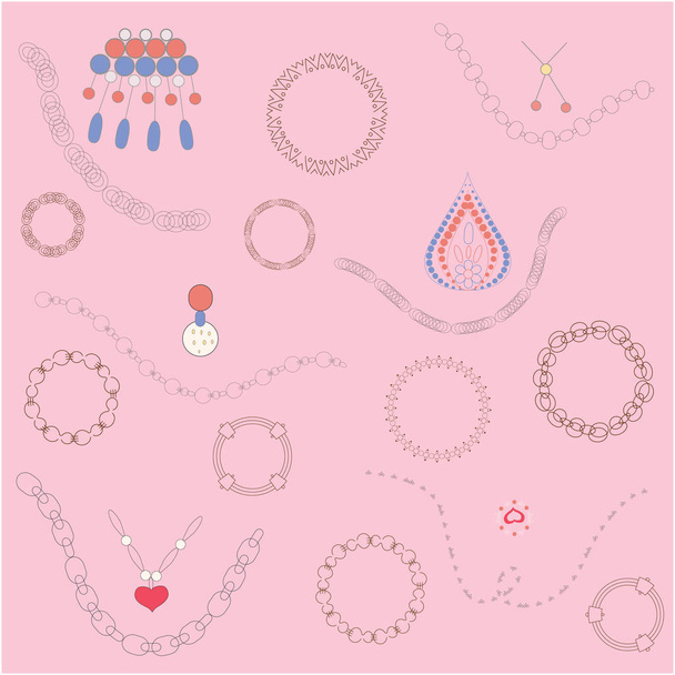 Ilustração de decoração de jóias em fundo rosa
. - Vetor, Imagem