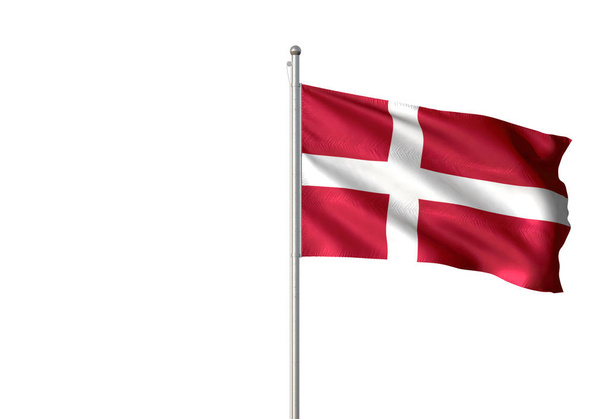 Bandera de Dinamarca ondeando fondo blanco aislado ilustración 3D
 - Foto, Imagen