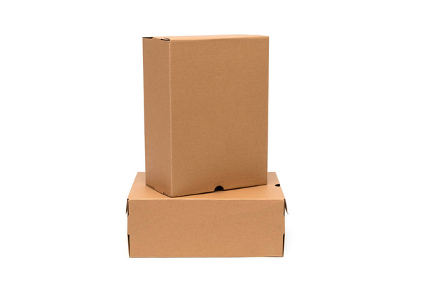 Brown cardboard shoes box with lid for shoe or sneaker product p - Foto, Imagem