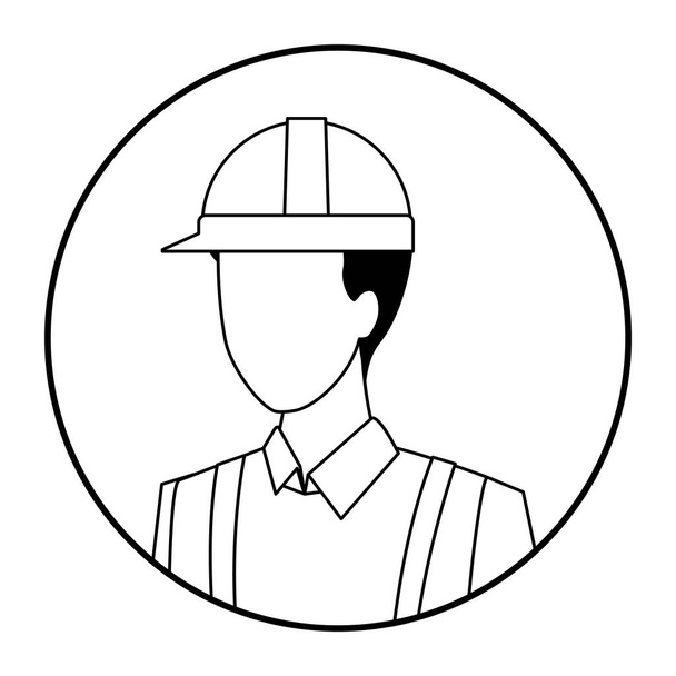 constructionworker banen en beroepen avatar in zwart-wit - Vector, afbeelding