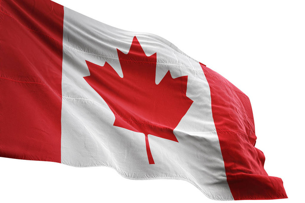 Флаг Канады, размахивающий изолированным белым фоном
 - Фото, изображение