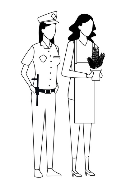 Jobs and professions avatar in black and white - Vector, Image