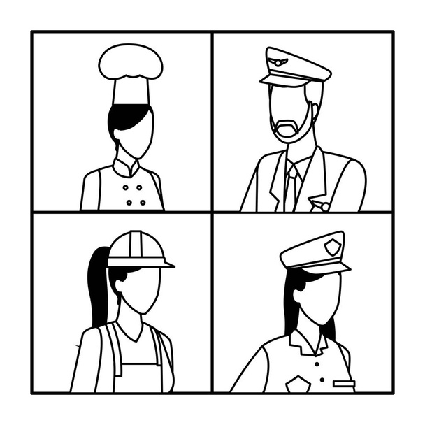 Emplois et professions avatar en noir et blanc
 - Vecteur, image