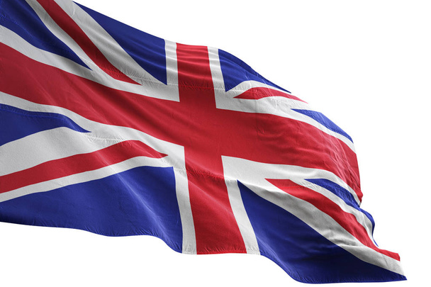 United Kingdom flag waving isolated white background 3D illustration - Φωτογραφία, εικόνα