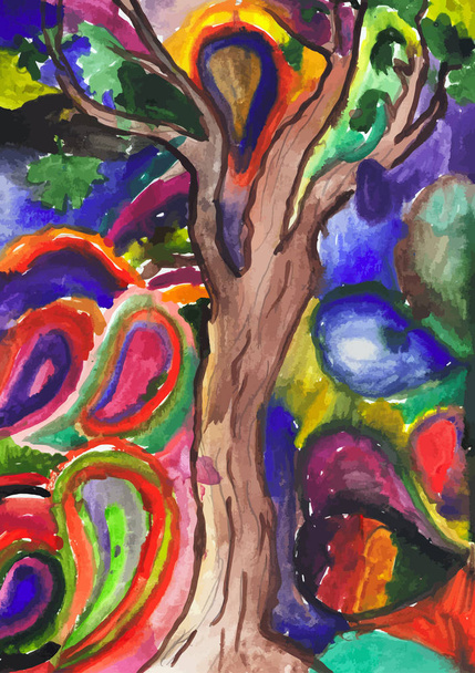 abstract watercolor drawing of tree - ベクター画像
