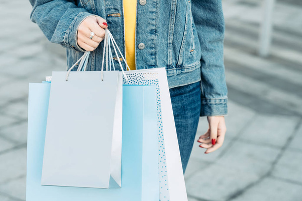 woman shopping casual lifestyle bags assortment - Fotografie, Obrázek