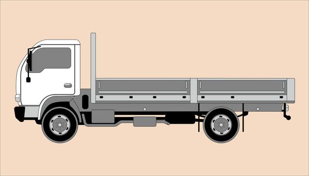 pequeno caminhão basculante, ilustração vetorial, desenho de forro
 - Vetor, Imagem