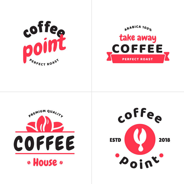 Modern kávézó logo design vektor illusztráció halmaza. A márka a café logó sablon jel szöveg elemekkel - Vektor, kép