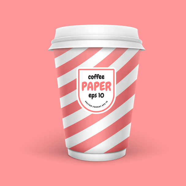 Conjunto de 3D realista simular xícaras de papel de café no fundo branco - Vetor, Imagem