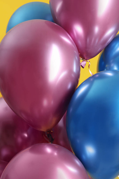 Bunch of bright balloons, closeup view. Party objects - Φωτογραφία, εικόνα