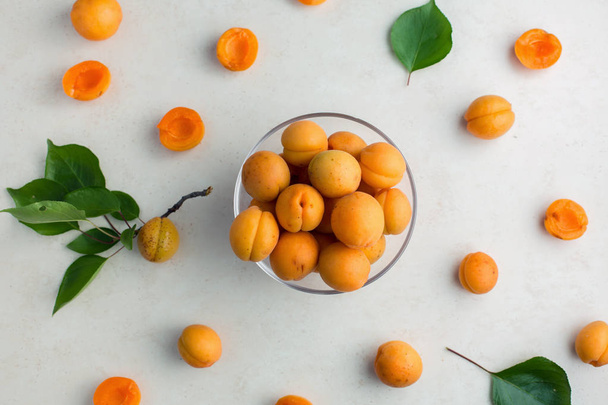 Fresh apricot pattern top view - Photo, Image