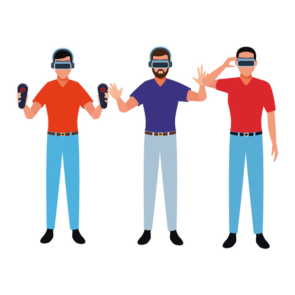 Pessoas brincando com a realidade virtual
 - Vetor, Imagem