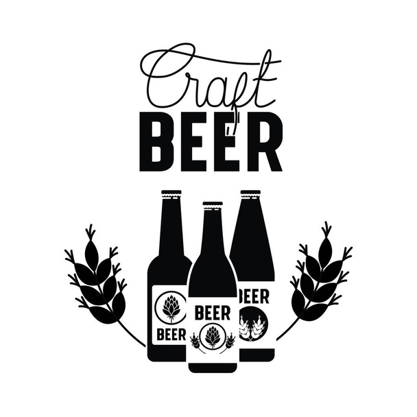 craft beer label isolated icon - Vektor, obrázek