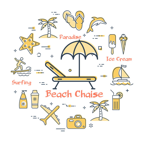 Vector concept of summertime and beach chaise icon - Vector, Image