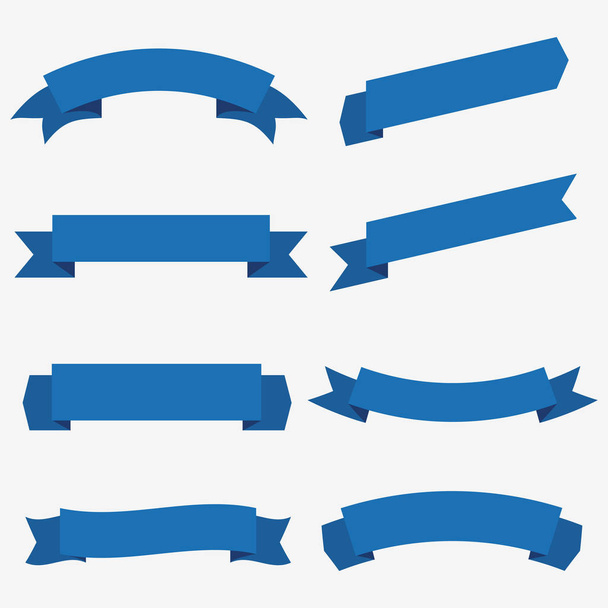 set of blue ribbon baner icon - Vetor, Imagem