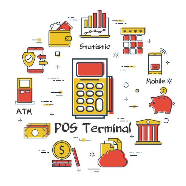 Vector finance and banking concept - POS terminal - Vector, Image