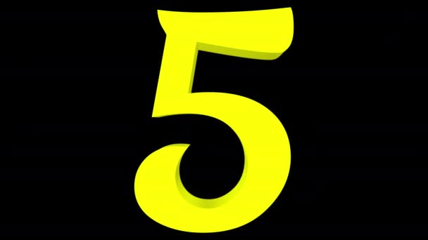 3D-Rendering einer computergenerierten Animation, die eine Transformation der "3" -Ziffer in die "5" -Ziffer zeigt, gefolgt von der inversen Transformation, die nahtlose Endlosschleifen ermöglicht. gelb auf schwarzem Hintergrund, gefolgt von alpha matt. - Filmmaterial, Video