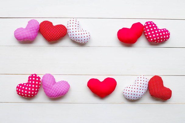 Valentine's hearts on white wooden background.  - Photo, Image