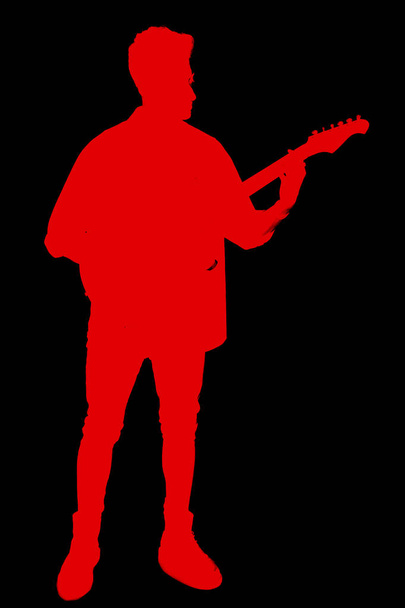 Garçon avec une guitare électrique
 - Photo, image
