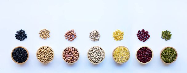 Mixed beans, Different legumes isolated on white background. - Fotografie, Obrázek
