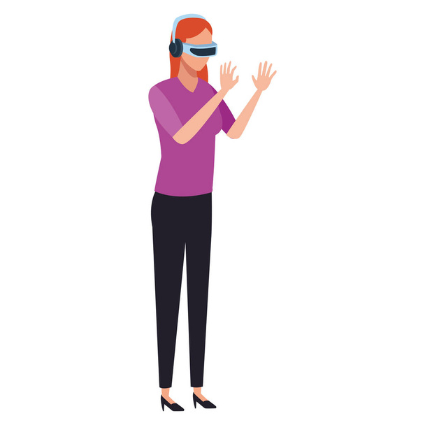 Žena hrající virtuální realita brýle - Vektor, obrázek