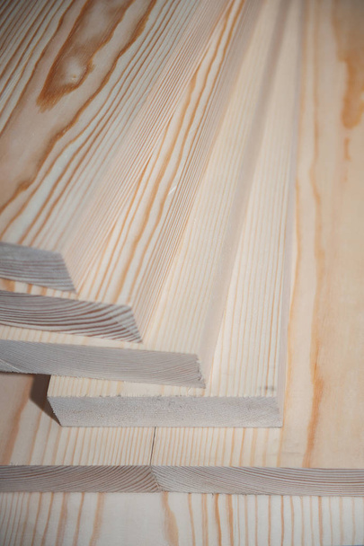 Stack of timber boards, wood panels. Wood boards. Timber in stock. - Foto, Imagem