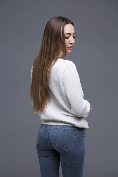 Female Long brunette hair, rear view - Фото, изображение