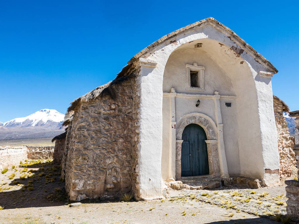 Stone church of the village of Sajama. The small Andean town of  - Photo, Image