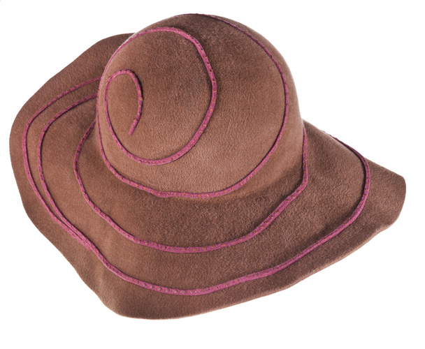коричневая широкая войлочная шляпа
 - Фото, изображение