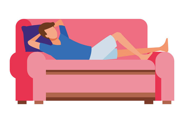 arctalan ember pihen kanapé dekoráció - Vektor, kép
