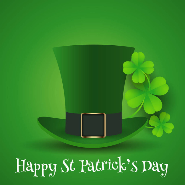St Patricks Day background with top hat and shamrock - Vetor, Imagem