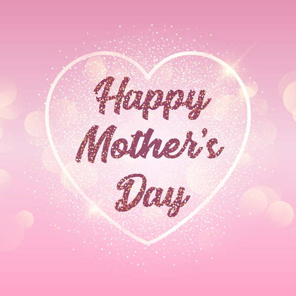 Mother's Day background with heart on bokeh lights - Vektor, Bild