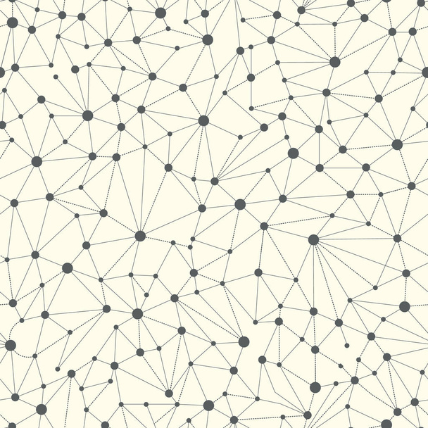 Lines connections like a neural connections vector background. With dots in nodes. Web seamless pattern. - Vector, Image