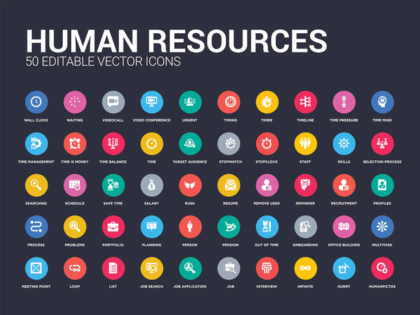 50 recursos humanos establecen iconos como humanpictos, prisa, infinito, entrevista, trabajo, solicitud de empleo, búsqueda de empleo, lista, bucle. iconos vectoriales aislados modernos simples se pueden utilizar para el móvil web
 - Vector, Imagen