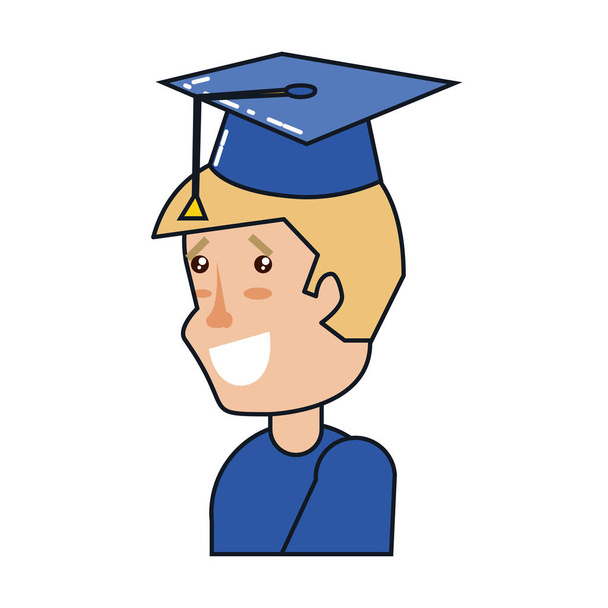 joven con sombrero de graduación
 - Vector, imagen