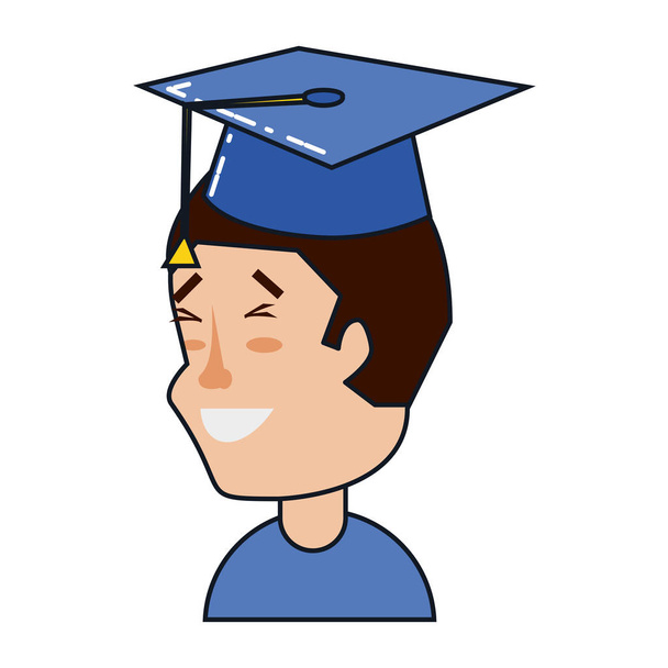 νεαρός άνδρας με το καπέλο αποφοίτησης - Διάνυσμα, εικόνα