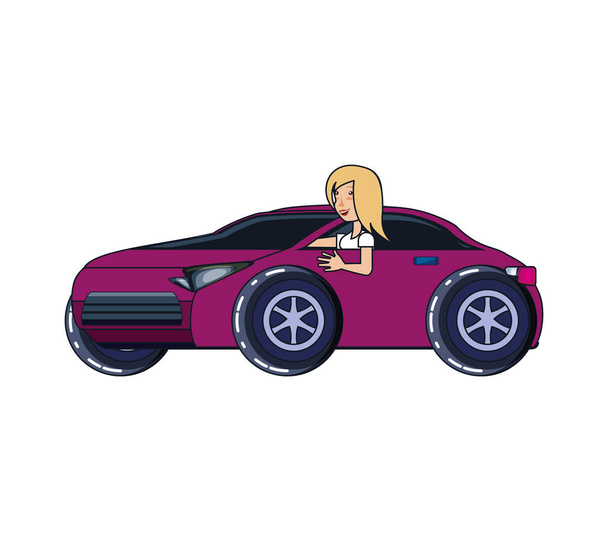 mujer conductor coche avatar carácter
 - Vector, Imagen
