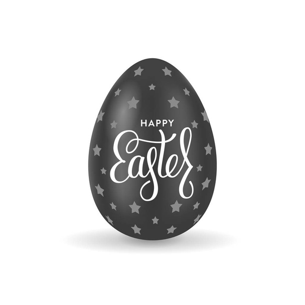 Black egg Happy Easter Lettering Vector illustration - Wektor, obraz