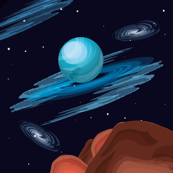ruimte met venus planeet universum scène - Vector, afbeelding