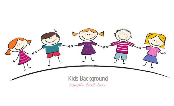 Cute Cartoon with Smiling Kids - Vector, Image