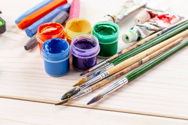 Paint brushes and paints for drawing. - Photo, Image