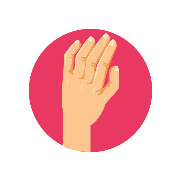 Hand Mensch im Rahmen kreisförmige Ikone isoliert - Vektor, Bild