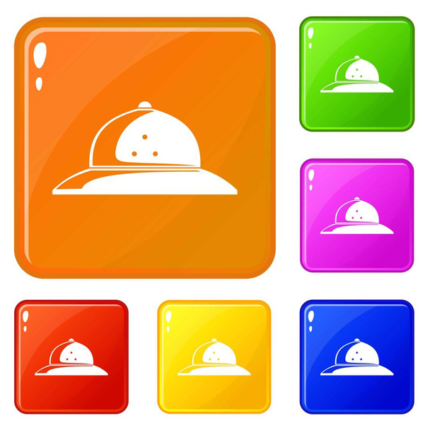 Cork helmet icons set vector color - Vector, imagen