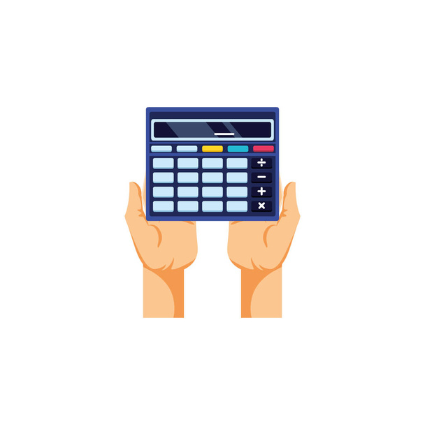 τα χέρια σας με το εικονίδιο υπολογιστής μαθηματικά οικονομικών - Διάνυσμα, εικόνα