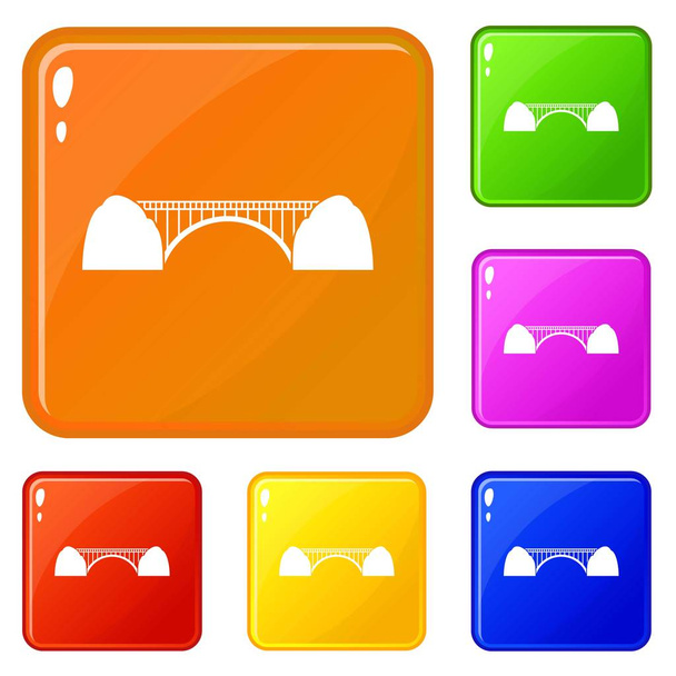 Bridge icons set vector color - Vector, Imagen