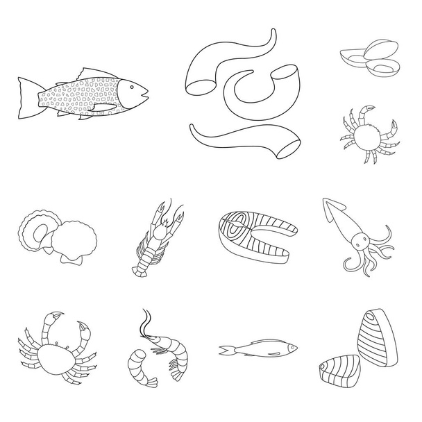 食品と海のロゴのベクター デザイン。食品と健康 web 株式記号のコレクション. - ベクター画像